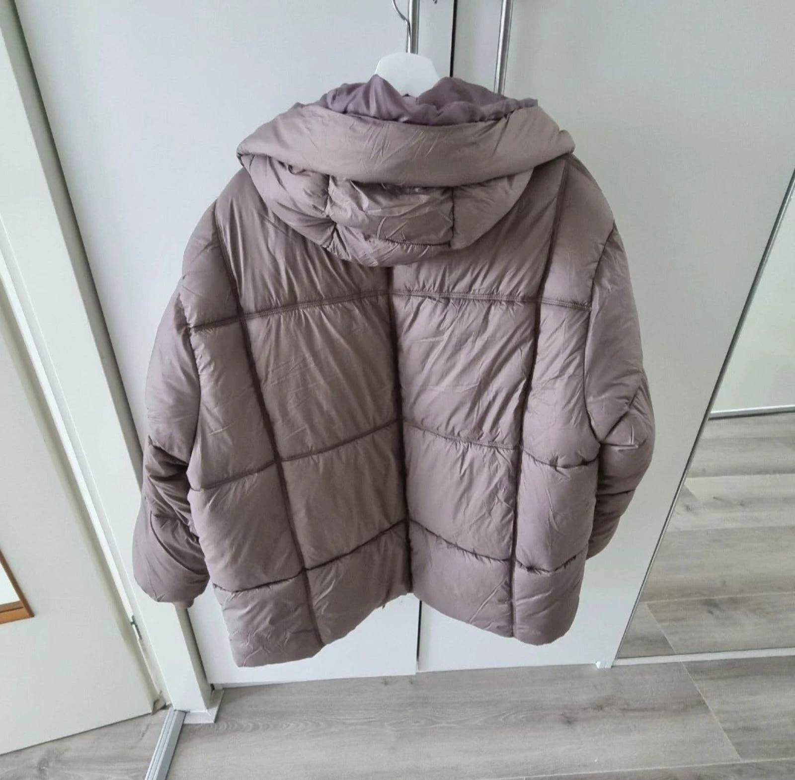 Primark puffer jacket hood taupe purple L - New! – photo 7